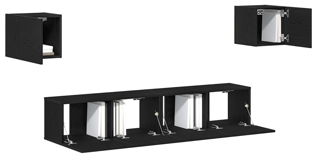 Conjunto de Armário para TV vidaXL de 6 Peças Carvalho Preto Madeira E