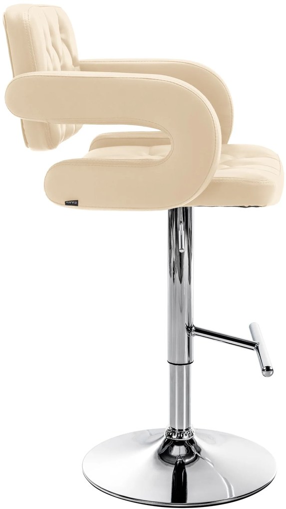 Banco de bar Dublin em couro sintético 62 x 103-123 x 55 cm Creme
