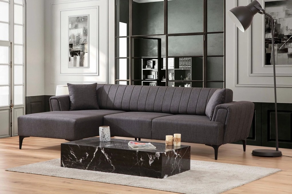 Sofá-cama de canto Hamlet – Cinzento Escuro – 140x270 cm