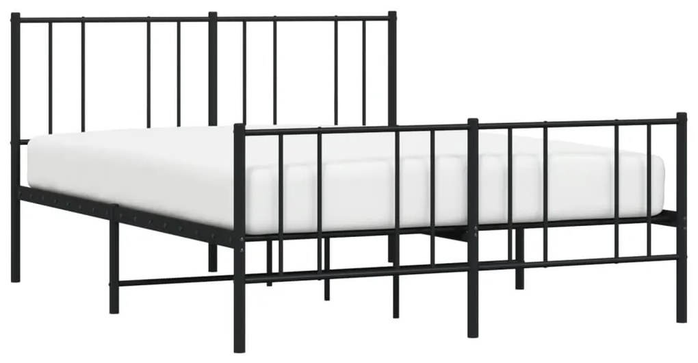 Estrutura de cama com cabeceira e pés 140x190 cm metal preto