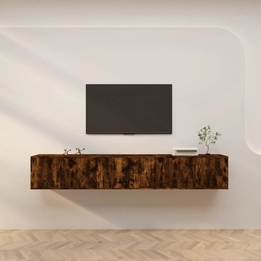 vidaXL Móveis de TV de parede 3 pcs 80x34,5x40 cm carvalho fumado