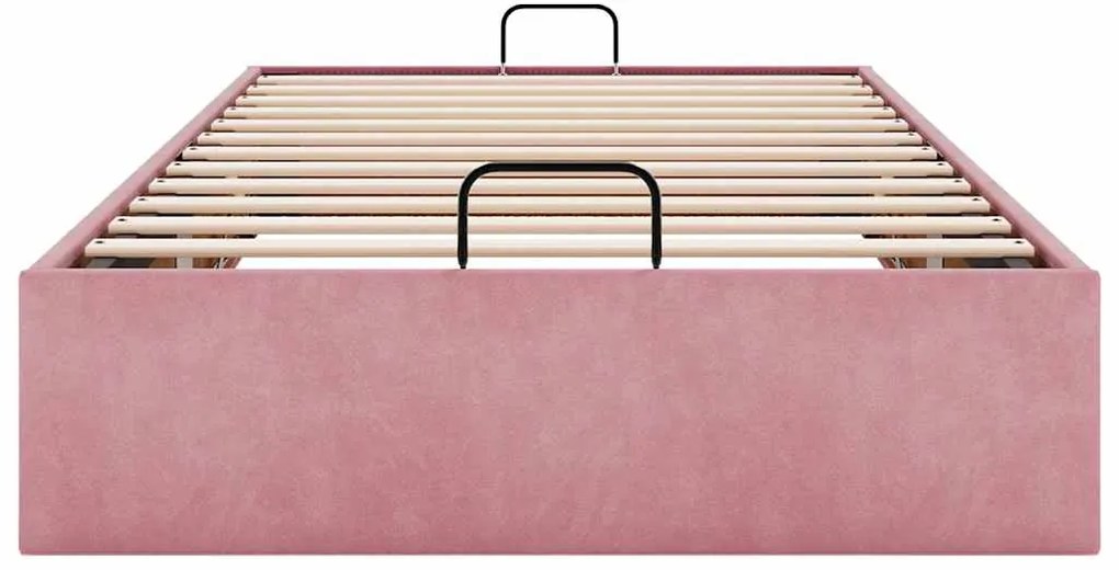 Ottoman Bed Frame No Colchão Rosa 90x200 cm Veludo