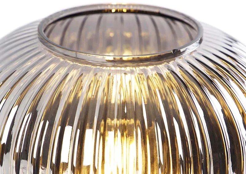Candeeiro de mesa Art Deco preto com vidro fumê - Karel Art Deco
