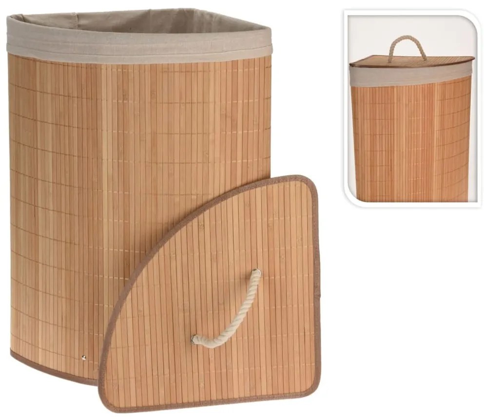 442475 Bathroom Solutions Cesto de canto para roupa suja bambu