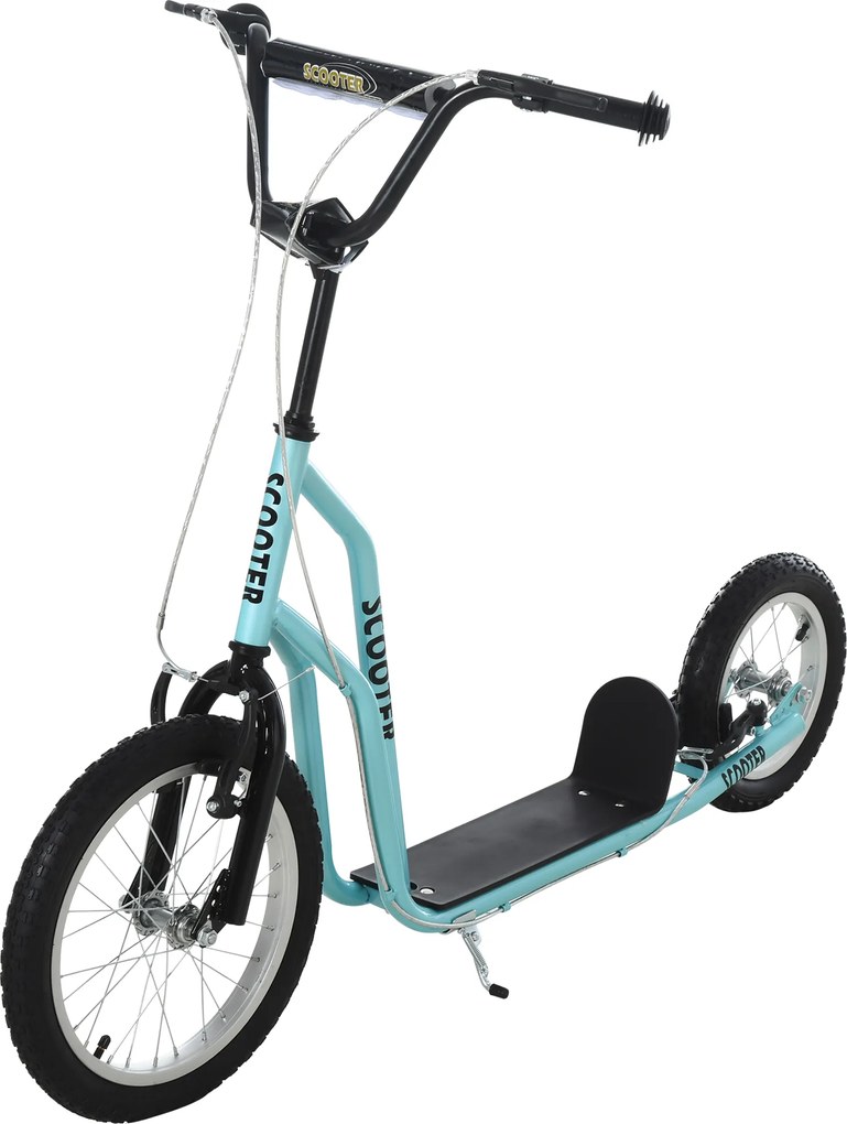 HOMCOM Patinete Infantil com guidão ajustável, rodas grandes e travão de mão, patinete urbano com rodas de 40,64 cm para meninos e meninas a partir de 5 anos Metal Azul | Aosom Portugal