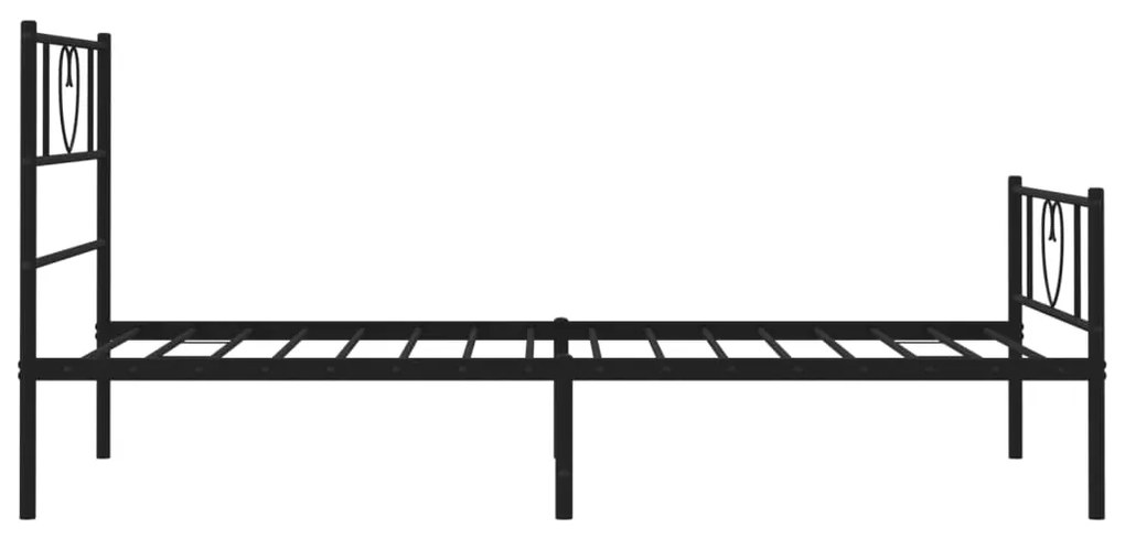 Estrutura de cama com cabeceira e pés 107x203 cm metal preto