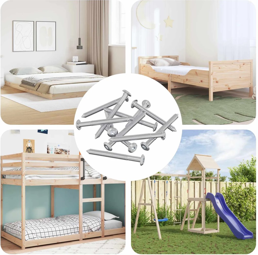 vidaXL Parafusos para Móveis 12 pcs Prateado M6 x 60 mm Aço