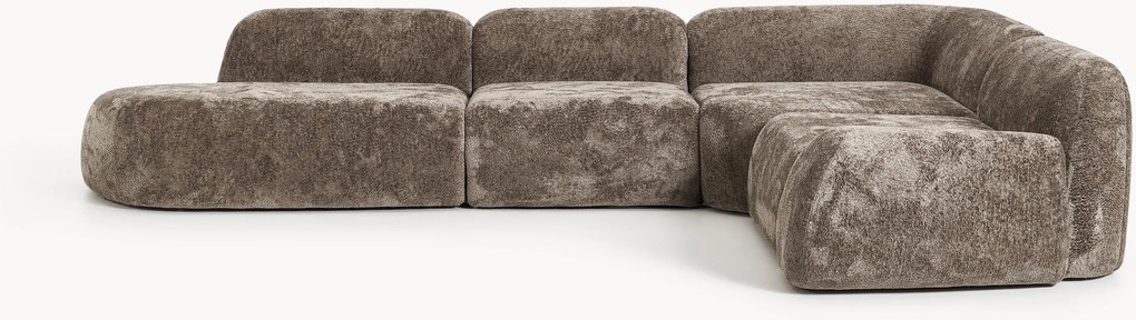 Sofá de canto modular XL em teddy-bouclé Wolke (4 lugares)
