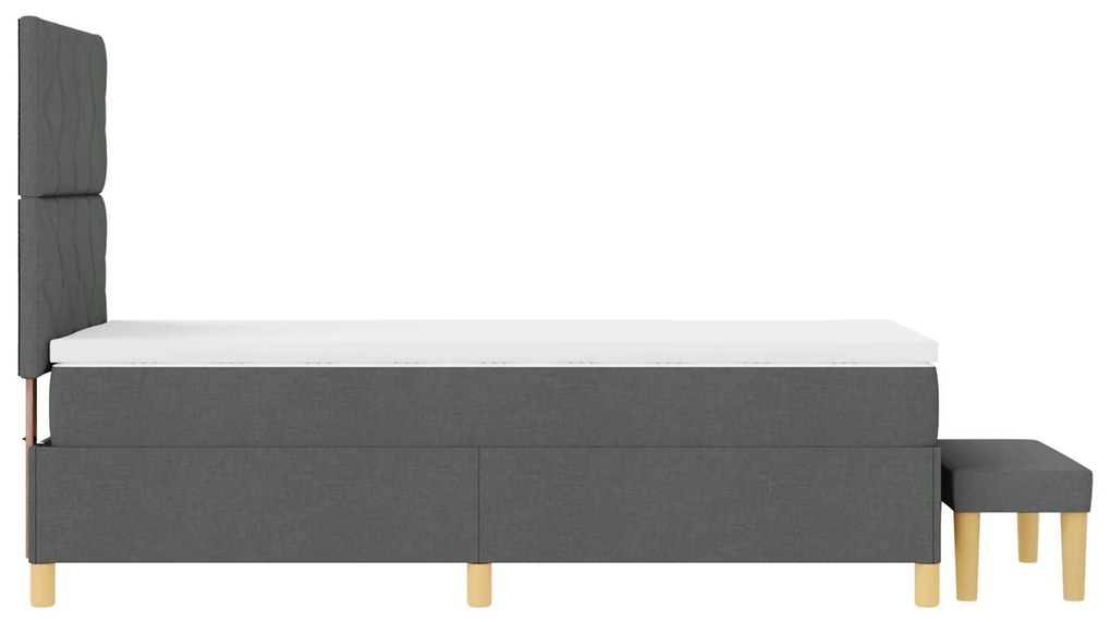 Cama com Box Spring com Colchão & Banco Cinza Escuro 90x200 cm Tecido