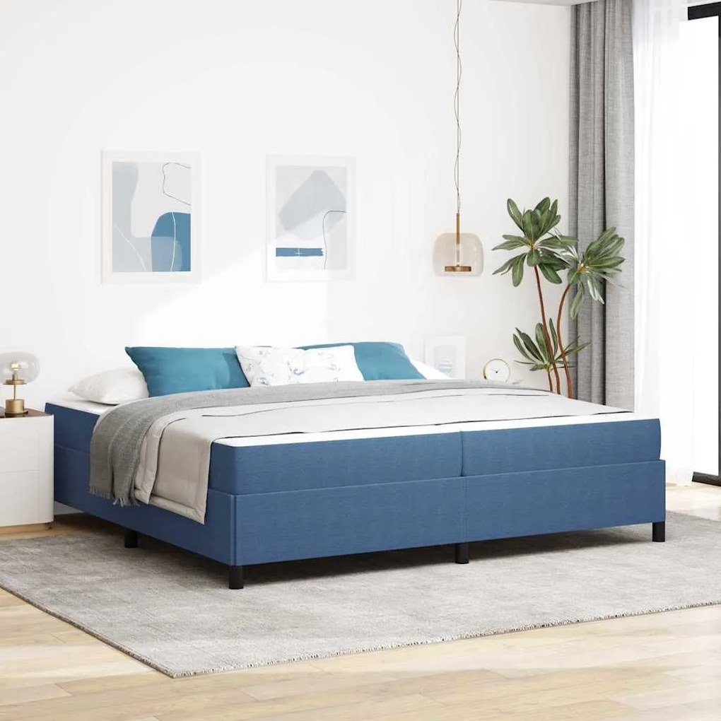 vidaXL Estrutura da Cama com colchão Azul 200 x 200 cm tecido