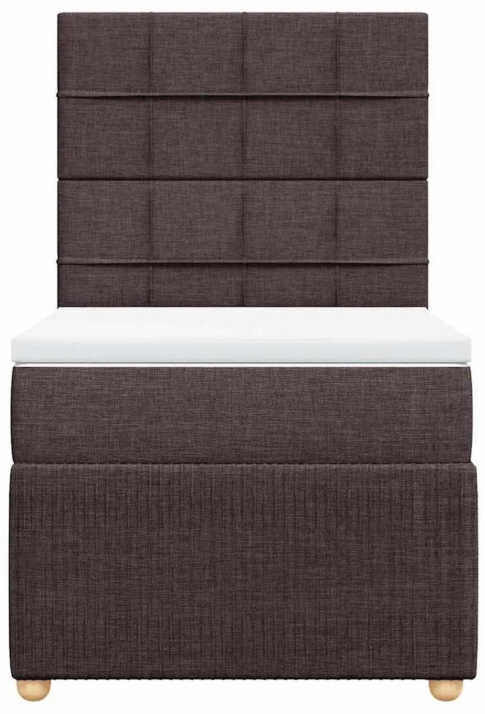 Cama com molas/colchão 100x200 cm tecido castanho-escuro