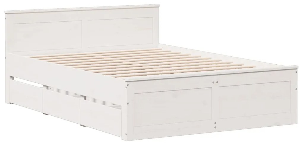 Cama sem colchão com cabeceira 160x200 cm pinho maciço branco