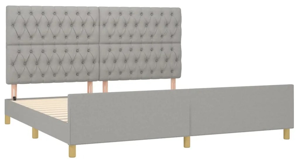 Estrutura de cama 200x200 cm tecido cinzento-claro