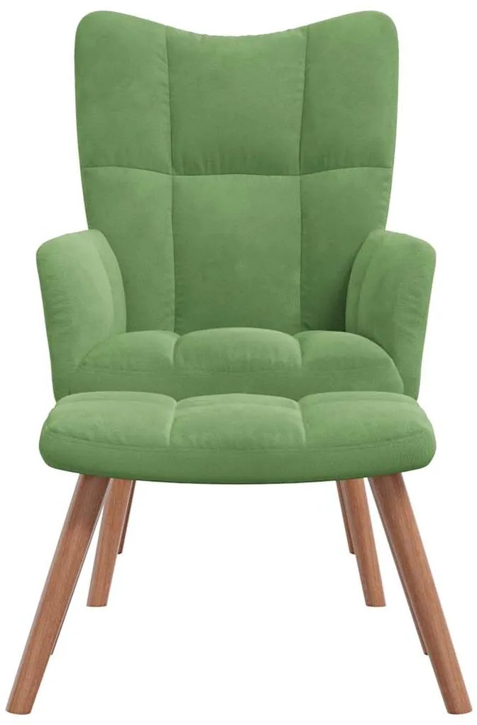 Cadeira de descanso com banco veludo verde-claro