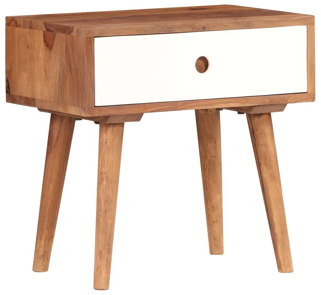 Mesa de cabeceira em madeira de acácia maciça 45x30x45 cm