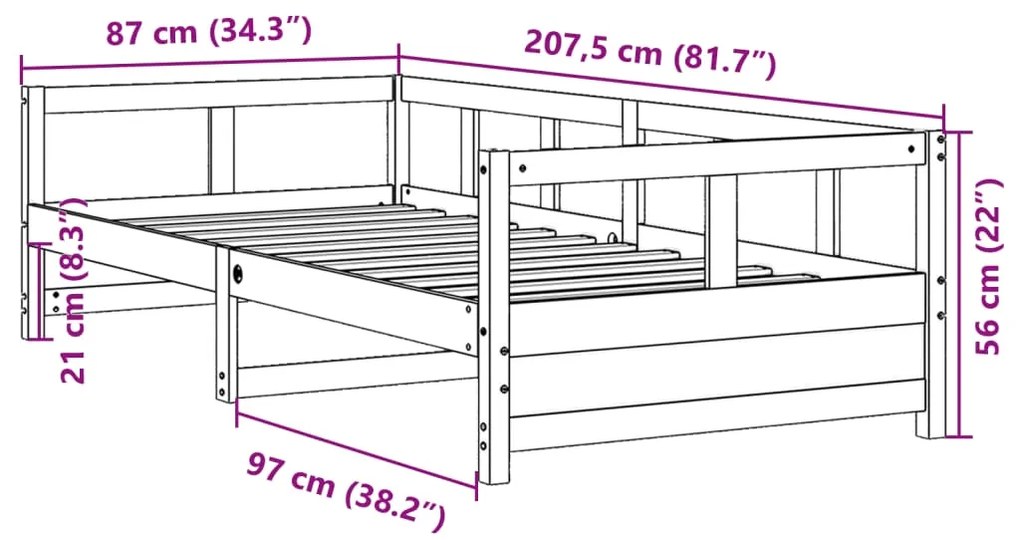 Sofá-cama sem colchão 80x200 cm madeira de pinho maciça branco