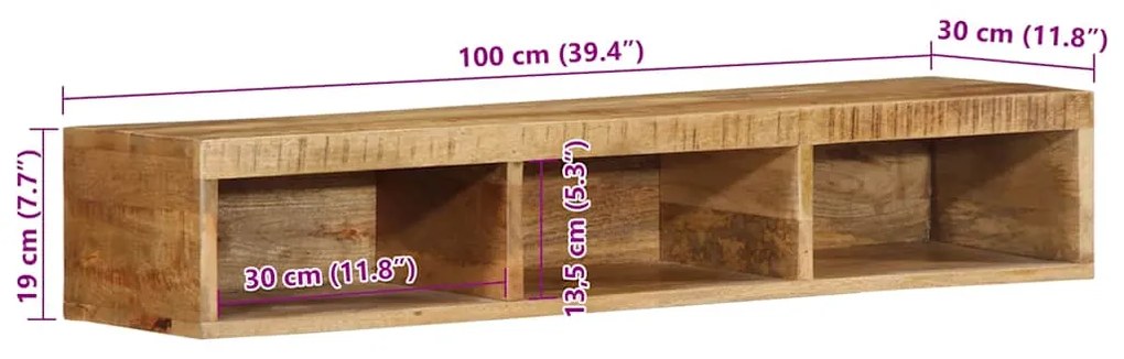 Armário de TV para parede 100x30x19 cm mangueira áspera maciça