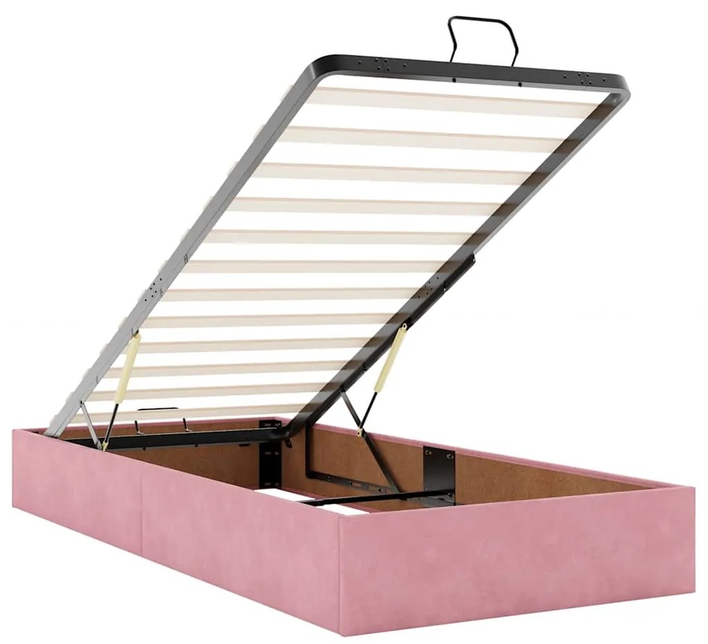 Estrutura de cama otomana com colchões 180x200 cm veludo rosa