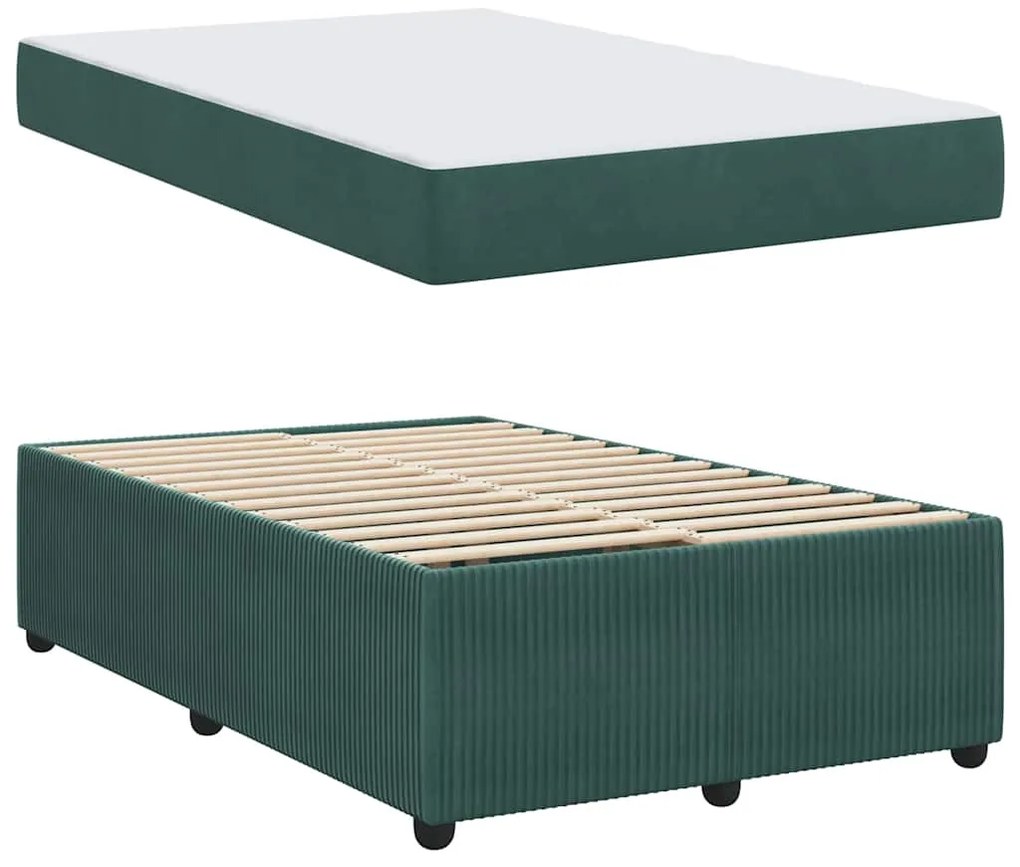 Estrutura de cama com colchão Verde-escuro 120 x 200 cm Veludo