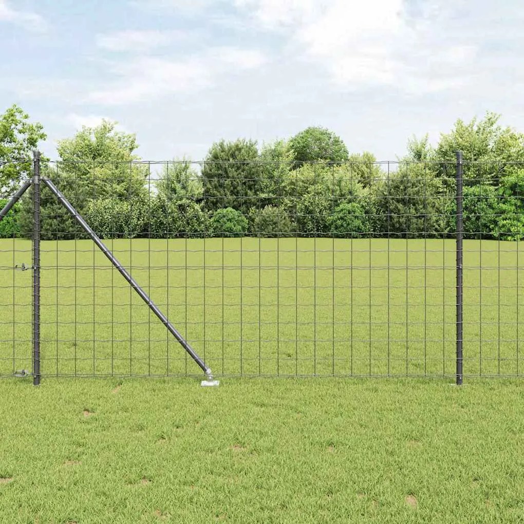 vidaXL Cerca Euro com 7 postes, 1x10 m, aço galvanizado cinza