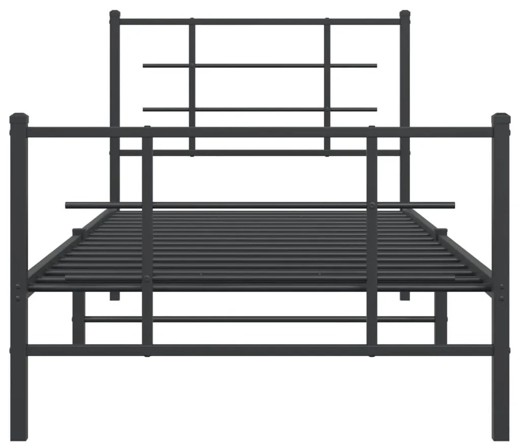 Estrutura de cama com cabeceira e pés 90x200 cm metal preto