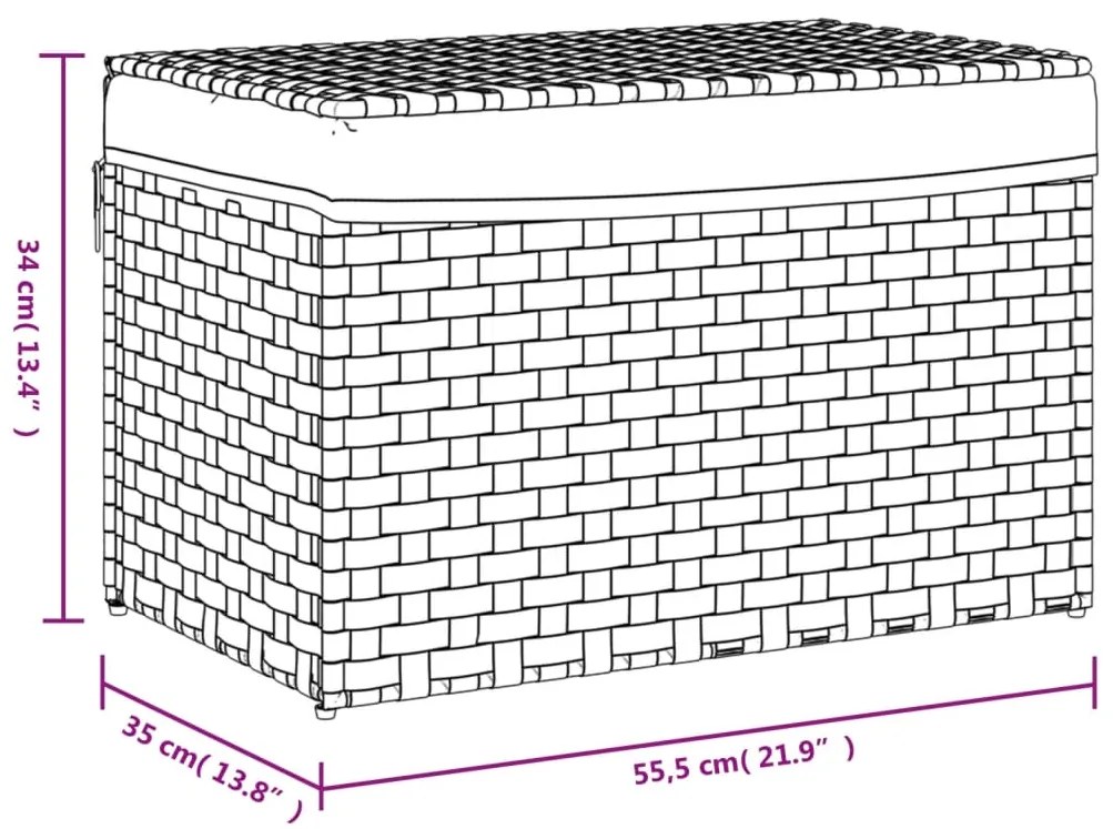 Cesto roupa suja c/ tampa 55,5x35x34 cm vime PE castanho-escuro