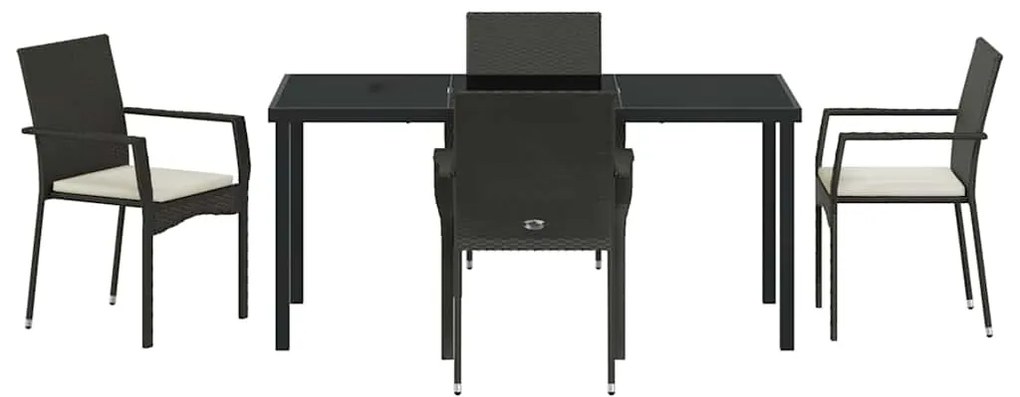 Conjunto de Jantar de Jardim 5 pcs Preto 160 x 80 x 73 cm
