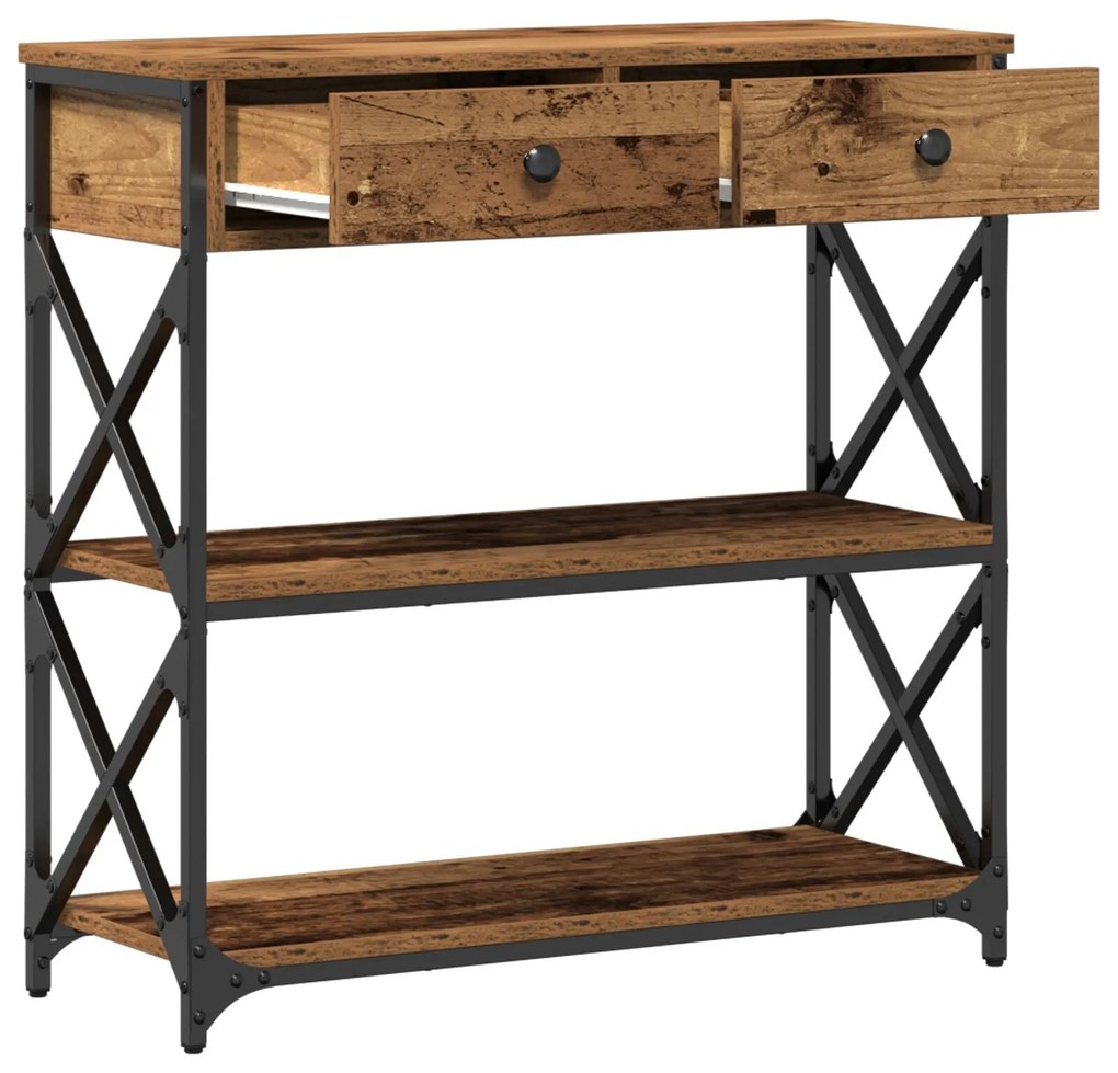 Mesa de Consola vidaXL Madeira Velha 75x28x75 cm Madeira Compensada e