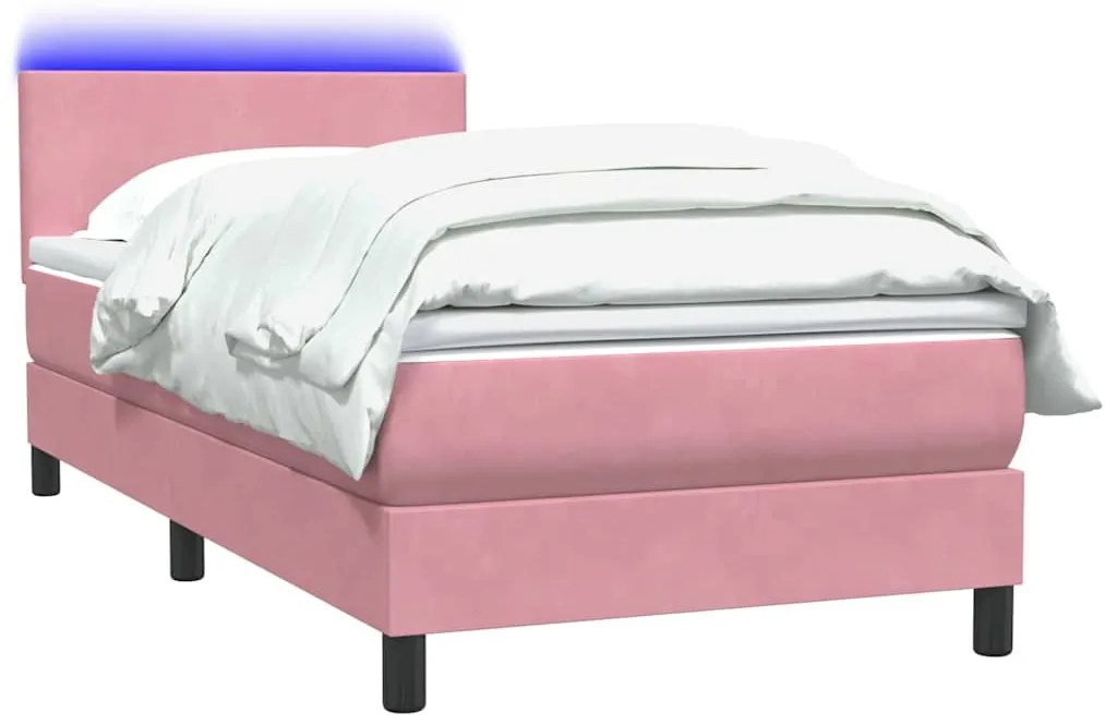Cama com molas/colchão 100x220 cm veludo Rosa