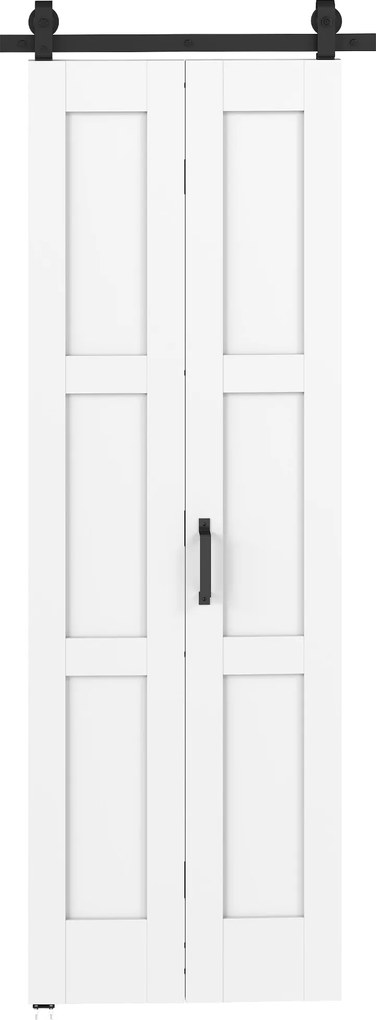 HOMCOM Porta 71x213cm, Estilo Rústico, Kit de Montagem, Pega, Branco Efeito Madeira. | Aosom Portugal