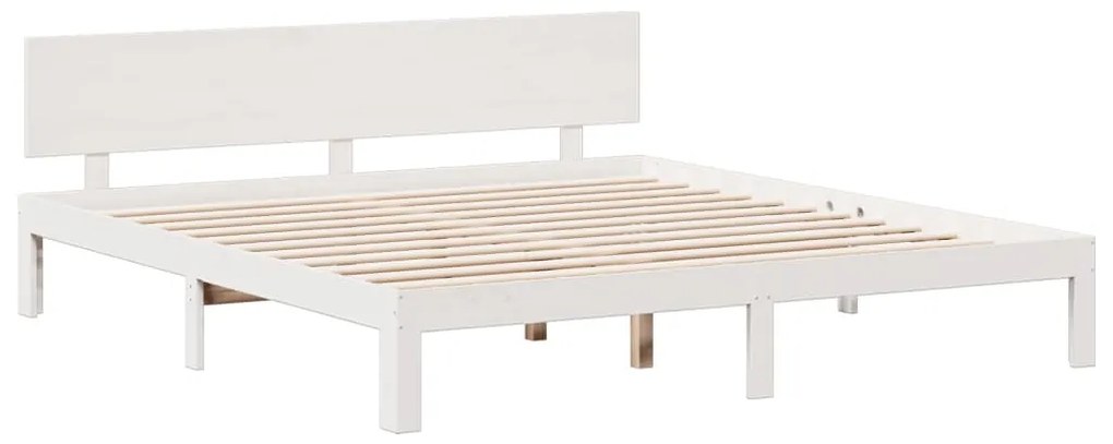 Cama com estante sem colchão 200x200 cm pinho maciço branco