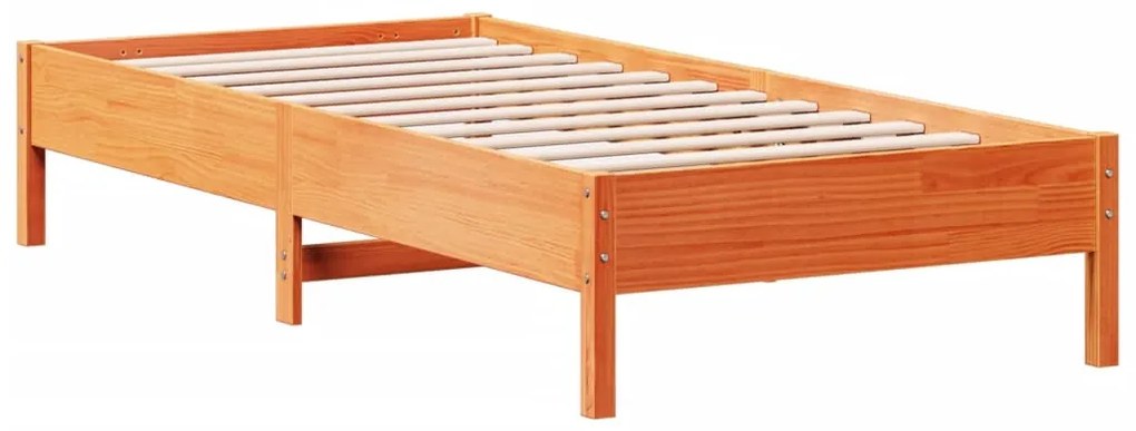 Cama sem colchão 75x190 cm madeira de pinho maciça castanho-mel