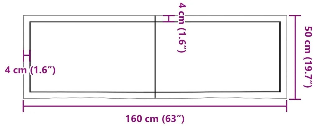 Tampo de mesa 160x50x(2-6) cm carvalho tratado castanho-claro