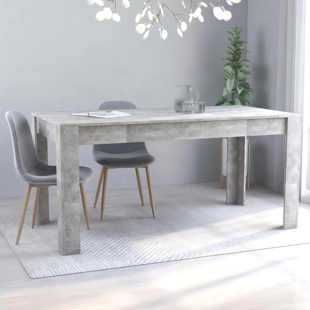 vidaXL Mesa de jantar 160x80x76 cm contraplacado cinzento cimento