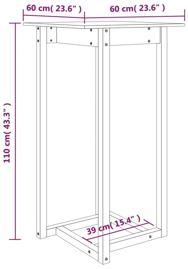 Mesa de bar 60x60x110 cm pinho maciço branco