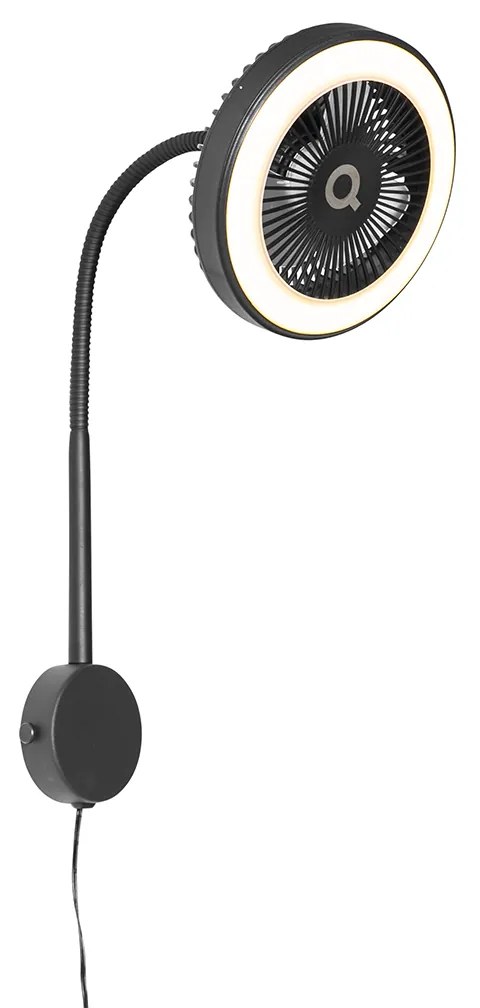Ventilador de parede preto com LED 2700K - Dores Moderno