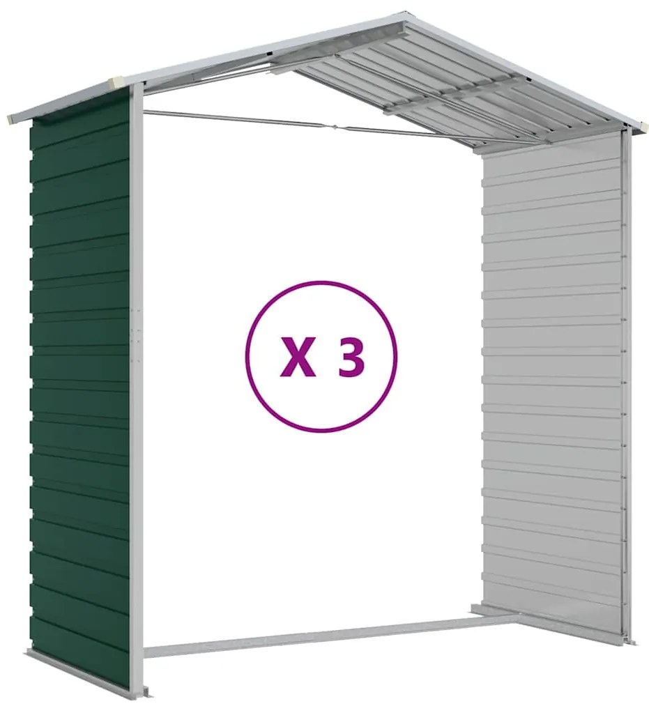 Abrigo de jardim 191x300x198 cm aço galvanizado verde