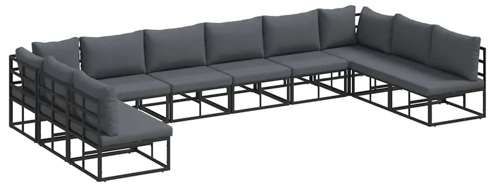 Conjunto de Sofá de Jardim 10 pcs Preto 423 x 211,5 x 71 cm