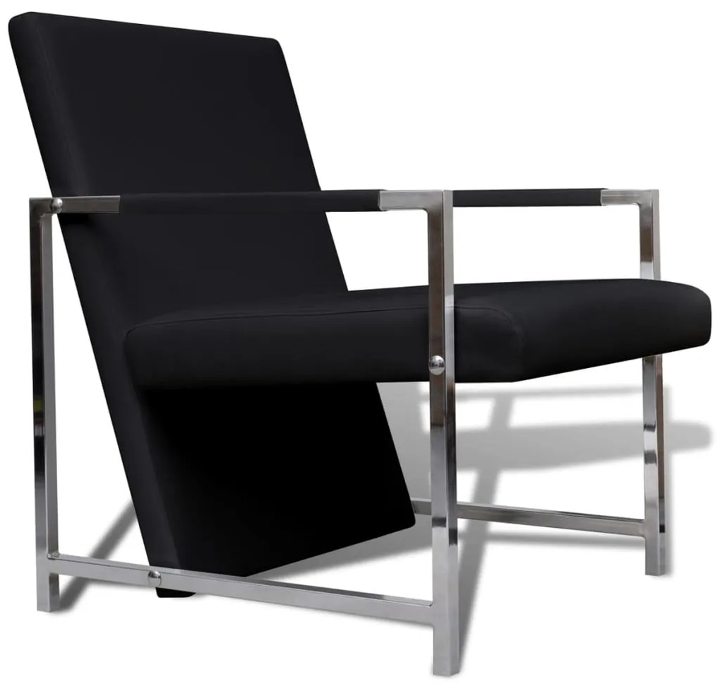 Poltronas com estrutura cromada 2 pcs couro artificial preto
