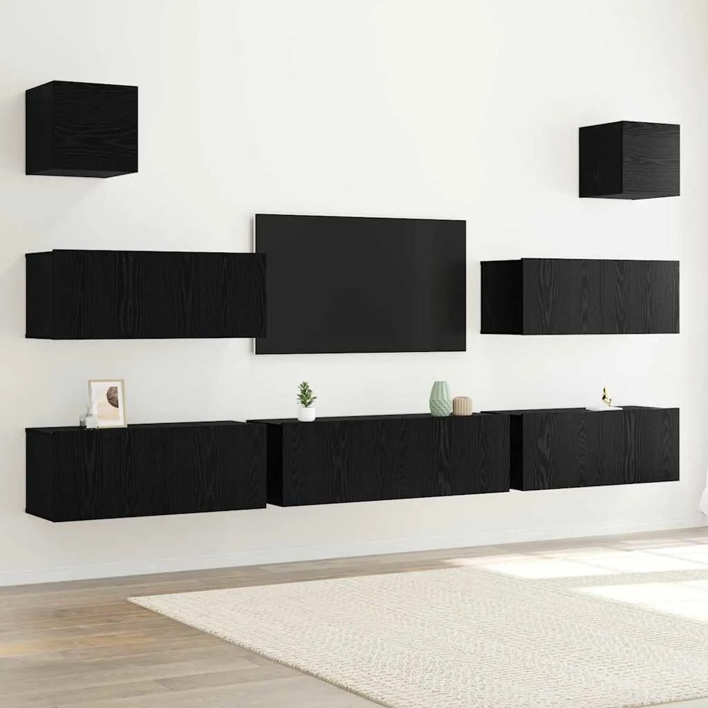 vidaXL Conjunto de Armário de TV 7 pcs Carvalho preto 100 x 30 x 30 cm