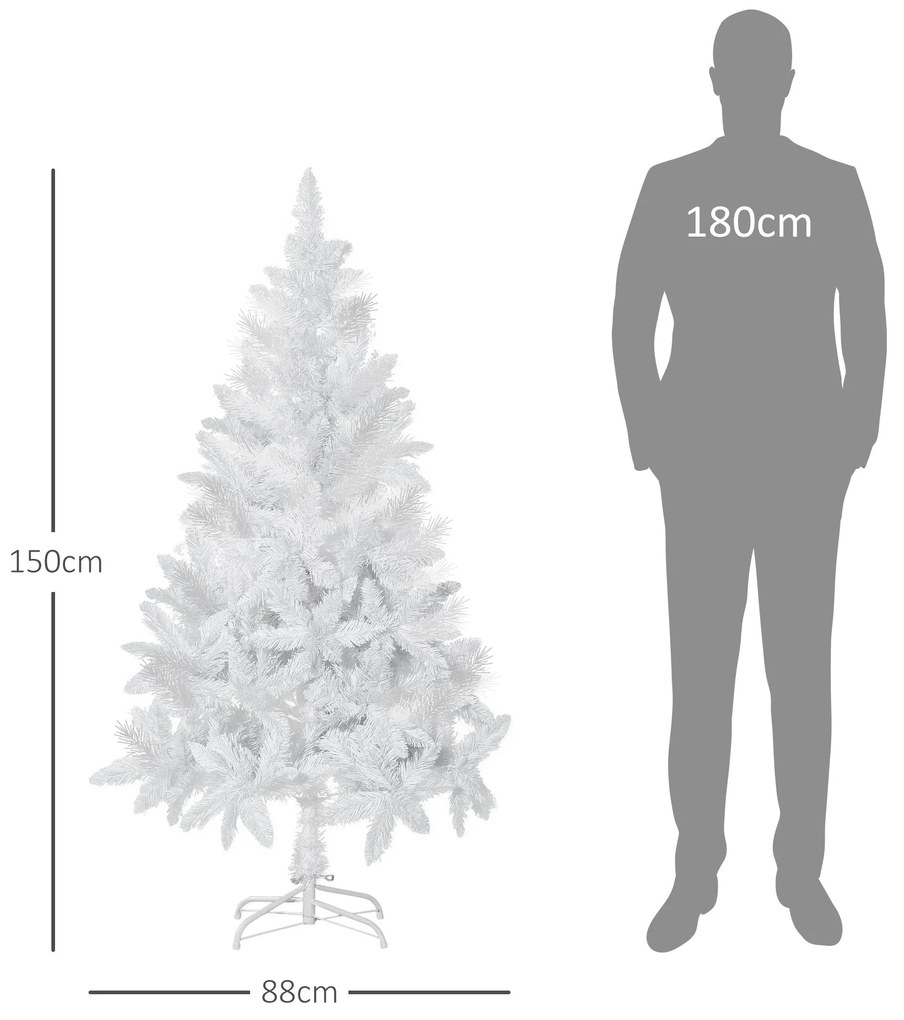 HOMCOM Árvore de Natal Artificial Dobrável 150cm Ignífugo com 358 Ramo