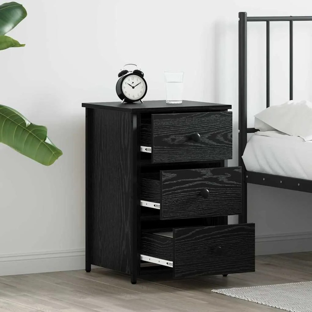 Conjunto de Mesa de Cabeceira de Carvalho Preto Carvalho Preto