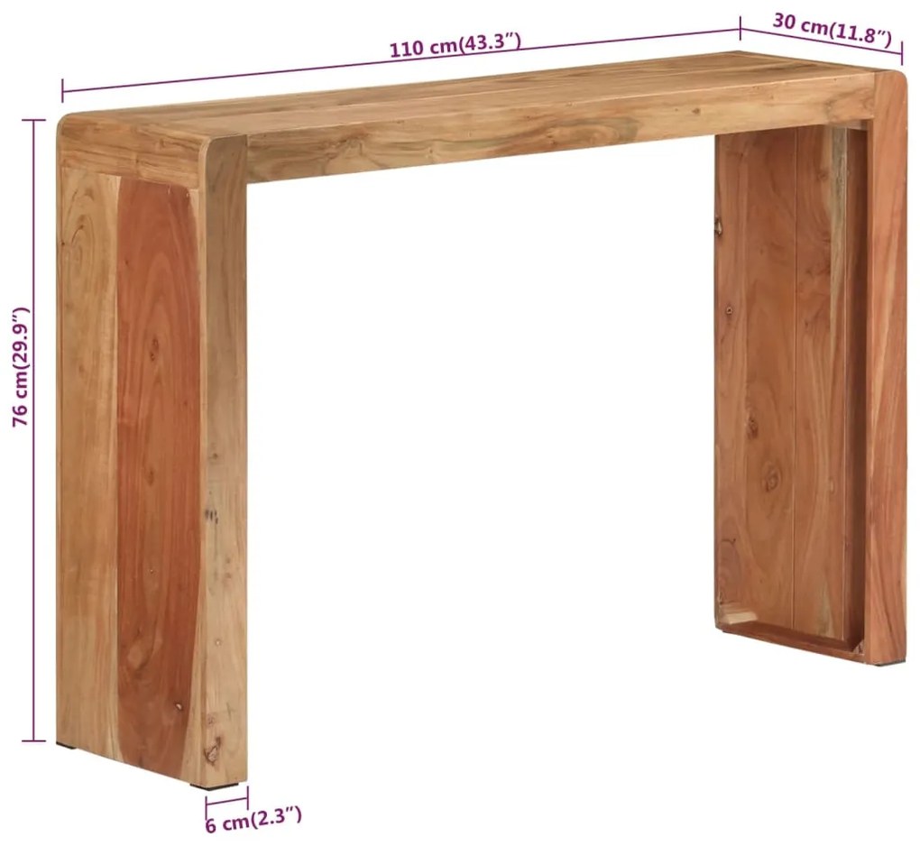 Mesa consola 110x30x76 cm madeira de acácia maciça