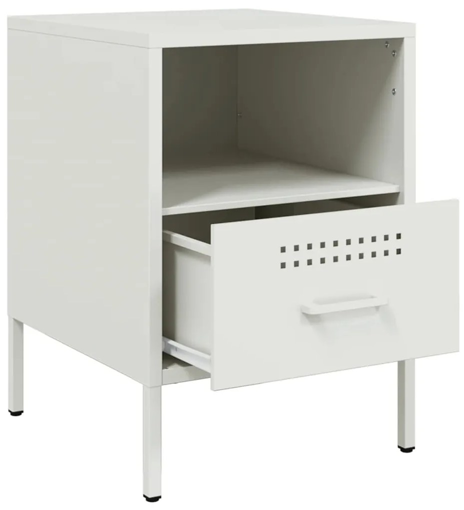 Mesas de cabeceira 2 pcs 36x39x50,5 cm aço branco