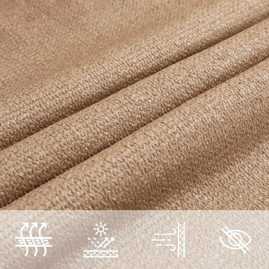 Para-sol estilo vela 160 g/m² 3x5 m PEAD cinzento-acastanhado