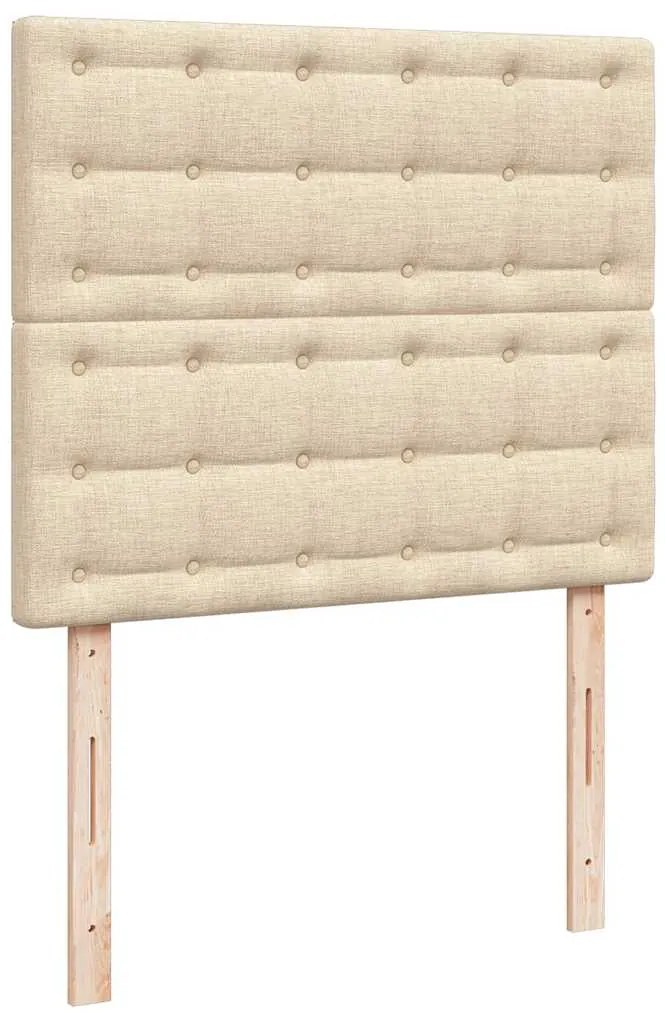 Cama box spring c/ colchão e LED 120x190 cm tecido cor creme