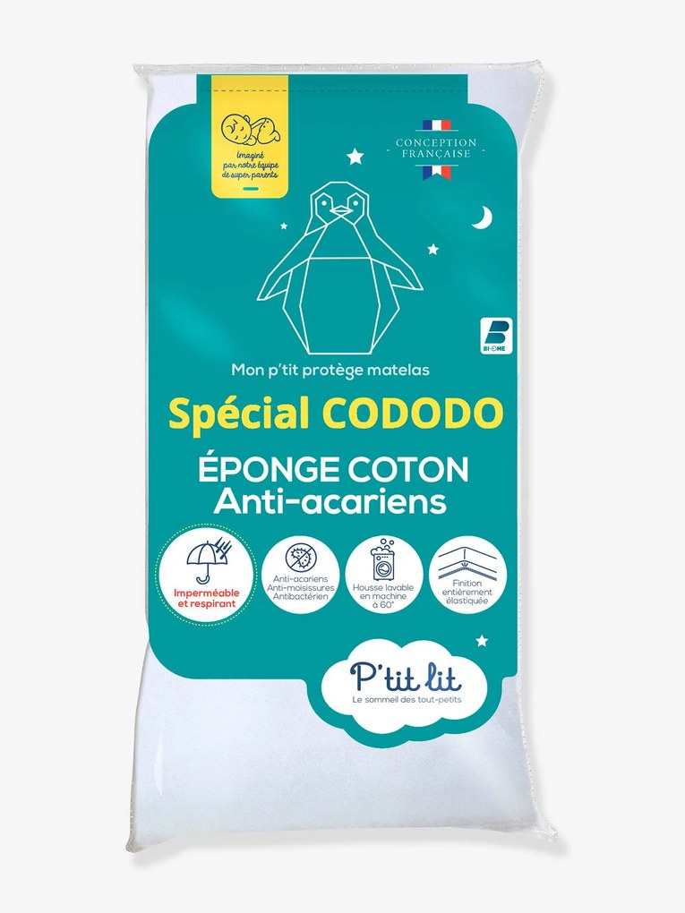 Proteção de colchão impermeável antiácaros, especial CODODO, P'TIT LIT branco