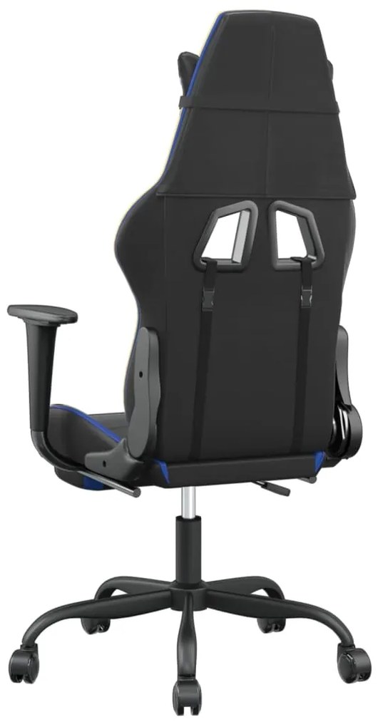 Cadeira gaming massagens c/ apoio pés couro artif. preto/azul