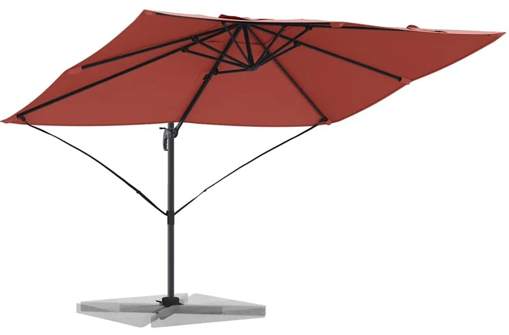 Guarda-Sol Cantilever Roma Terracota 352x251x260 cm de Alumínio