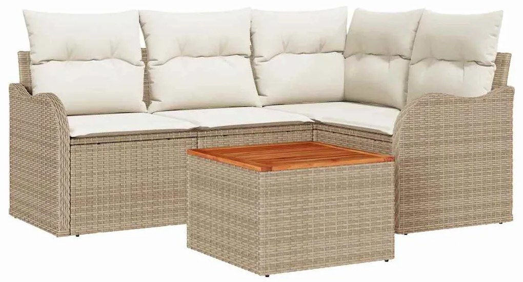 Conjunto de Sofá de Jardim 5 pcs Bege, branco Grande